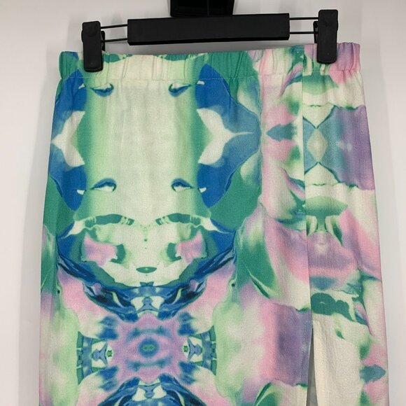 L'ATISTE Skirt Watercolor Maxi High Slit Colorful Flowy - Picture 4 of 11